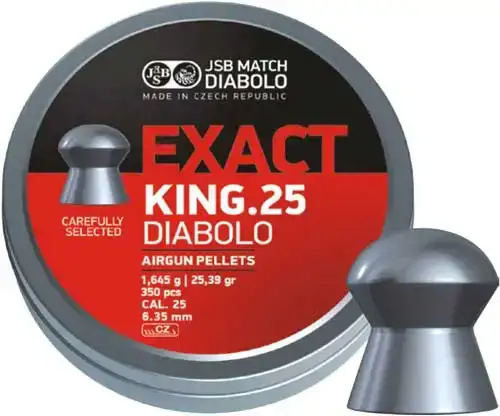 Кулі пневм JSB Diabolo Exact King. Кал. 6.35 мм. Вага - 1.64 г. 350 шт/уп