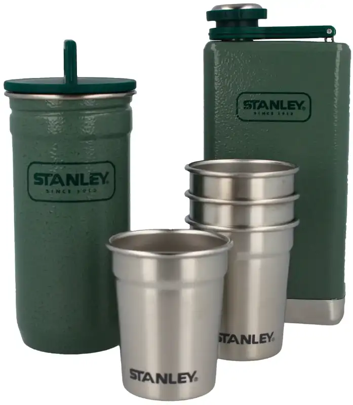 Набор Stanley Adventure Steel Shots + Flask (4 рюмки в футляре и фляга Adeventure 0.236л) ц:зеленый