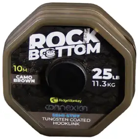 Поводковый материал RidgeMonkey Rock Bottom Tungsten Coated Semi Stiff 10m 25lb/11.3kg ц:camo brown