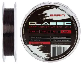 Волосінь Brain Classic Carp Line (dark brown) 300m 0.28mm 18lb 7.9kg