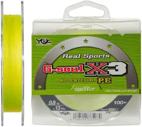 Шнур YGK G-Soul X3 100m (желтый) #1.5/0.205mm 25lb