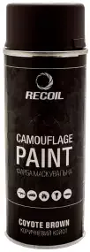Фарба маскувальна аерозольна RecOil. Колір - коричневий койот. Об’єм - 400 мл