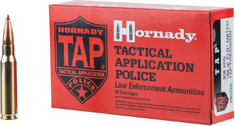 Патрон Hornady Law Enforcement ELD Match TAP Precision кал .308 Win пуля ELD-Match TAP масса 168 гр (10.9 г)