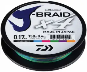 Шнур Daiwa J-Braid X4E 150m (Multi Color) 0.19mm 23lb/10.2kg