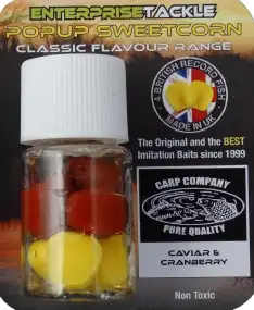 Искусственная насадка Enterprise tackle Classic Popup Sweetcorn Caviar & Cranberry Yellow & Icelandic Red Colour (Carp Company)