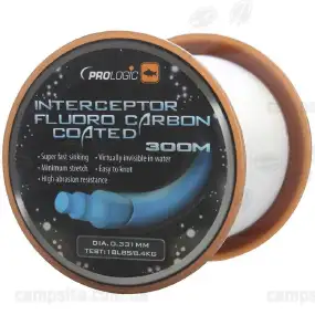 Волосінь Prologic Interceptor Fluoro Carbon Coated 300m 10lbs 5kg 0.261 mm ц:білий
