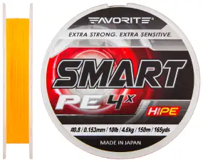 Шнур Favorite Smart PE 4x 150м (оранж.) #0.8/0.153мм 4.6кг