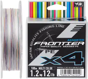 Шнур YGK Frontier X4 100m (мультіколор) #1.5/0.205mm 15lb/6.8kg
