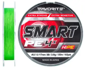 Шнур Favorite Smart PE 4x 150м (салат.) #0.5/0.117 мм 3.6 кг