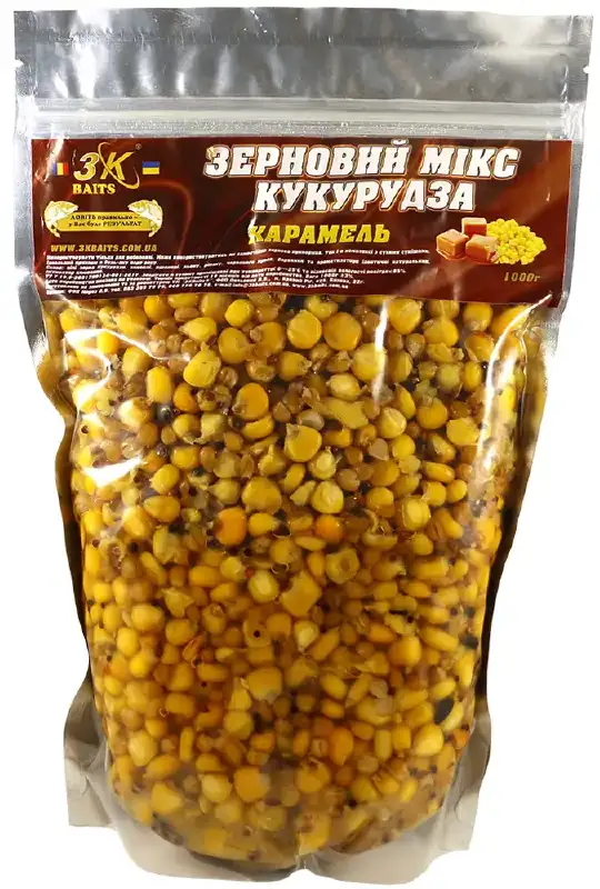 Зерновая смесь 3KBaits Зерновой Микс Кукуруза (карамель) 1кг