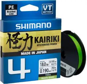 Шнур Shimano Kairiki 4 PE (Mantis Green) 300m 0.215mm 16.7kg