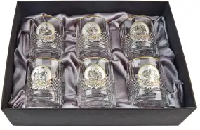 Подарочный набор стаканов Boss Crystal "Казаки" с золотыми и серебряными накладками